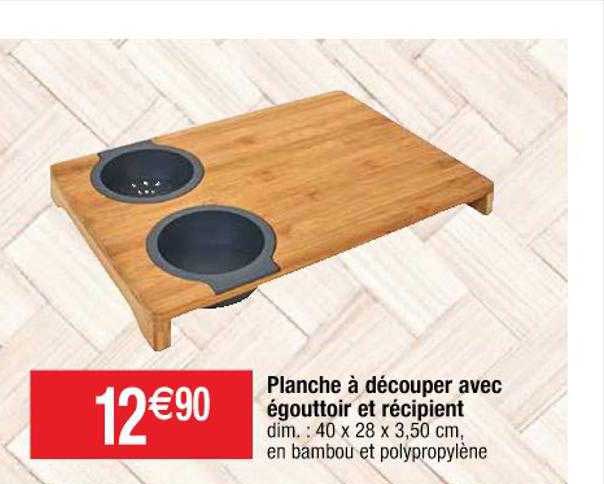 planche à découper avec égouttoir et récipient