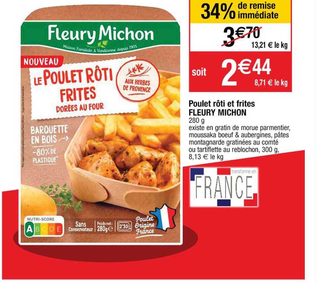 poulet rôti et frites fleury michon