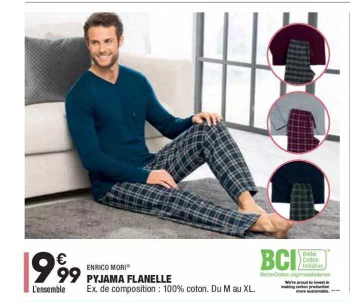 pyjama flanelle enrico mori
