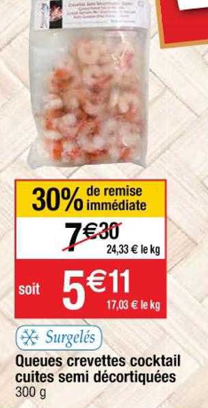 queues crevettes cocktail cuites semi décortiquées