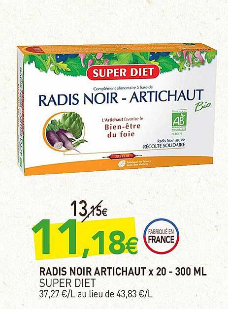radis noir artichaut x20 - super diet - 300 ml