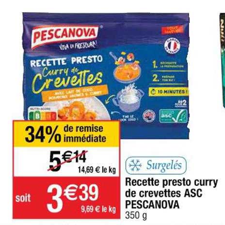 Recette Presto Curry De Crevettes Asc Pescanova