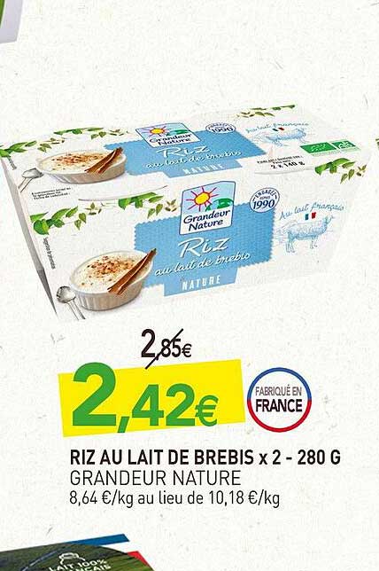 riz au lait de brebis x2 - grandeur nature - 280 g