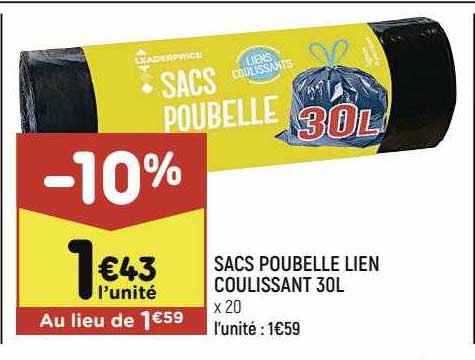 sacs poubelle lien coulissant 30l