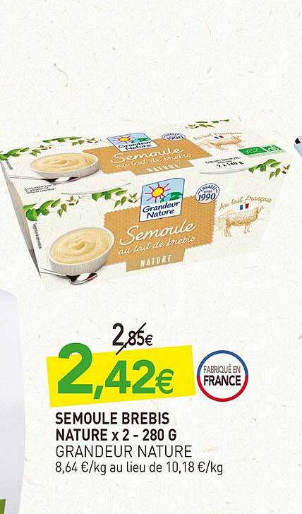 semoule brebis nature x2 grandeur nature - 280 g