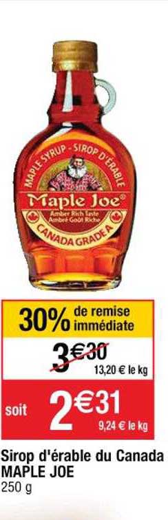sirop d'érable du canada maple joe
