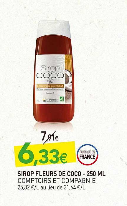 sirop fleurs de coco - 250 ml comptoirs et compagnie