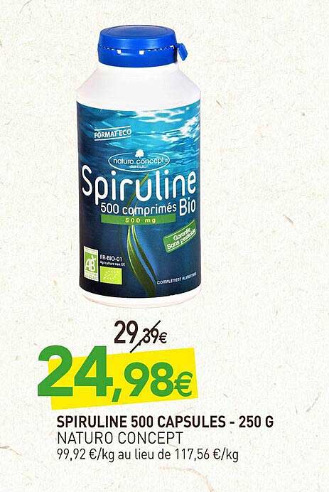spiruline 500 capsules naturo concept - 250 g
