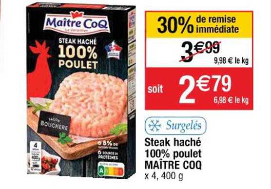 steak haché 100% poulet maître coq