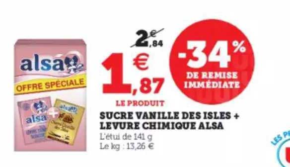 sucre vanille des isles + levure chimique alsa