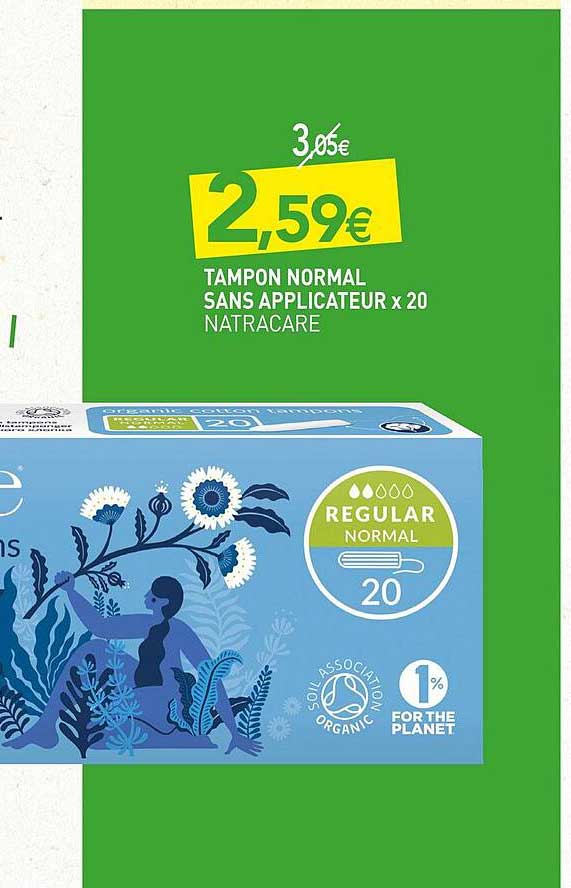 tampon normal sans applicateur x20 natracare