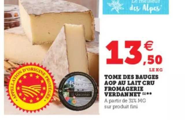 tome des bauges aop au lait cru fromagerie verdannet