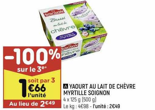 Yaourt Au Lait De Chèvre Myrtille Soignon