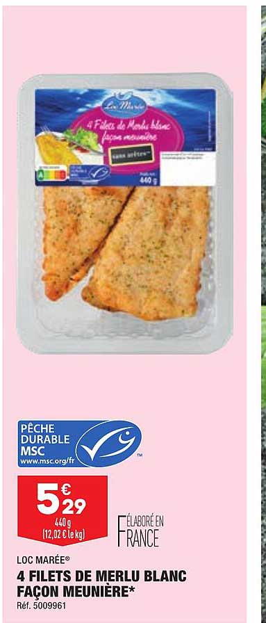 4 filets de merlu blanc façon meunière loc marée