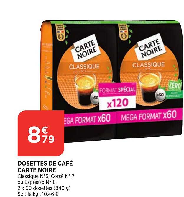 Dosettes De Café Carte Noire