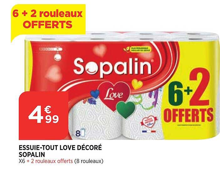 essuie-tout love décoré sopalin