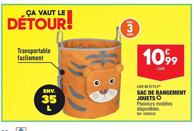 sac de rangement jouets live in style