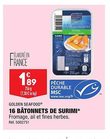 16 Bâtonnets De Surimi Golden Seafood
