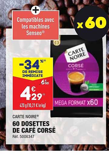 60 Dosettes De Café Corsé Carte Noire