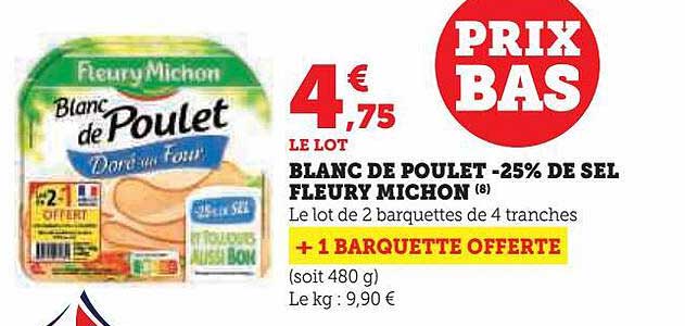 blanc de poulet -25% de sel fleury michon