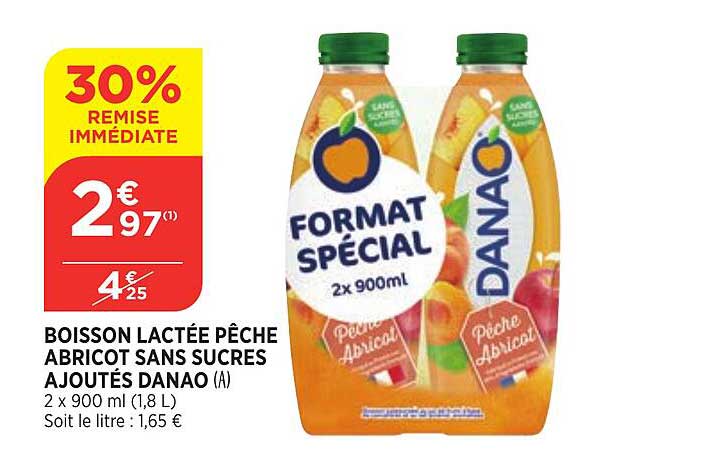 boisson lactée pêche abricot sans sucres ajoutés danao