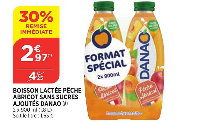boisson lactée pêche abricot sans sucres ajoutés danao