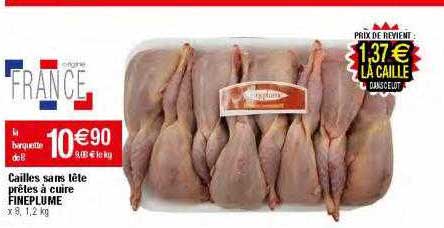 cailles sans tête prêtes à cuite fineplume