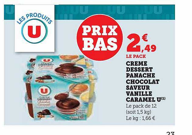 Crème Dessert Panaché Chocolat Saveur Vanille Caramel U