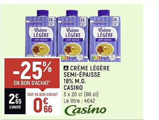 crème légère semi-épaisse 18% m.g. casino