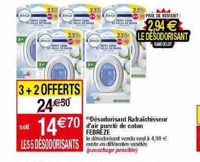 désodorisant rafraîchisseur d'air pureté de coton febreze