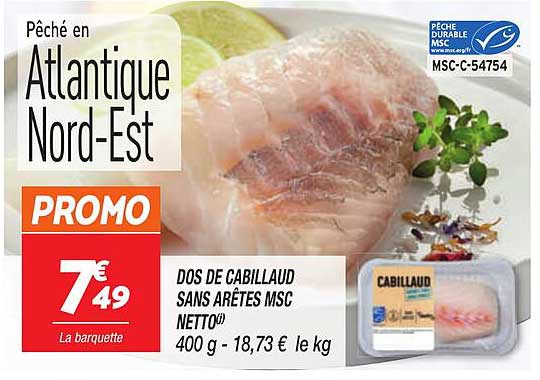 dos de cabillaud sans arêtes msc netto