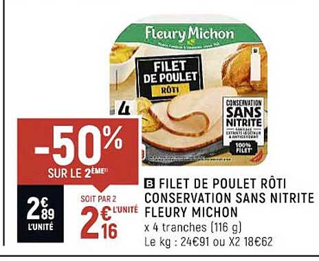 filet de poulet rôti conservation sans nitrite fleury michon
