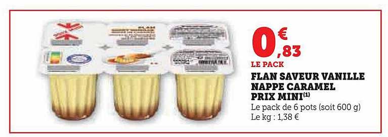 flan saveur vanille nappe caramel prix mini