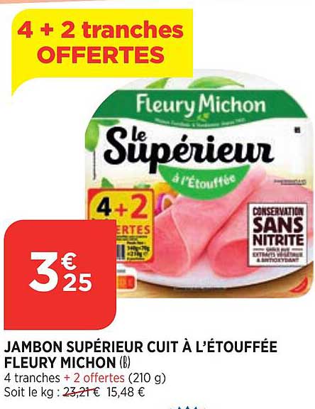 jambon supérieur cuit à l'étouffée fleury michon