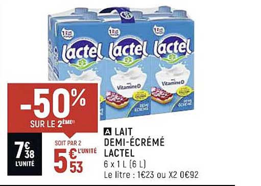 lait demi-écrémé lactel