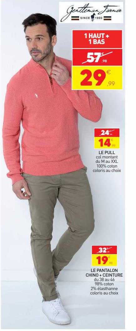 le pull, le pantalon chino + ceinture