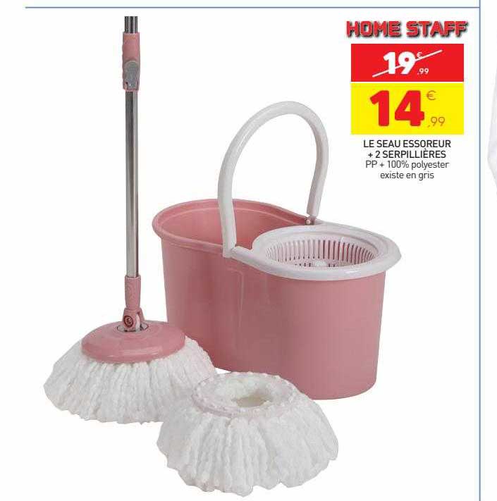 le seau essoreur + 2 serpillières home staff