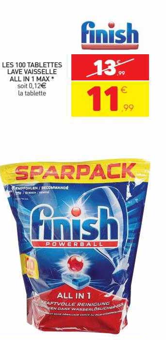 les 100 tablettes lave vaisselle all in 1 max finish