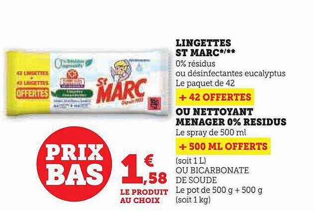 lingettes st marc ou nettoyant ménager 0% résidus