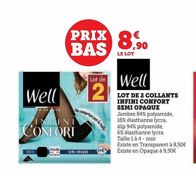 lot de 2 collants infini confort semi opaque well