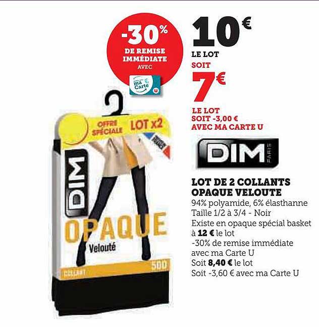 Lot De 2 Collants Opaque Velouté Dim