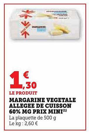 margarine végétale allégée de cuisson 60% mg prix mini