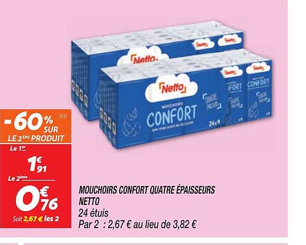 mouchoirs confort quatre épaisseurs netto