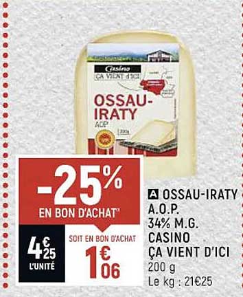 ossau-iraty a.o.p. 34% m.g. casino ça vient d'ici