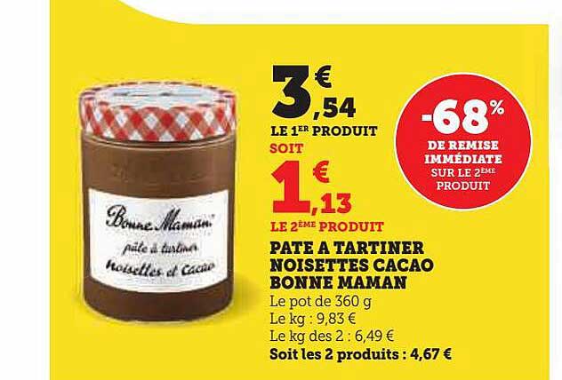 pâte à tartiner noisettes cacao bonne maman