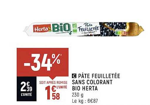 pâte feuilletée sans colorant bio herta