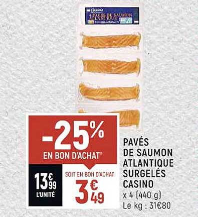 Pavés De Saumon Atlantique Surgelés Casino