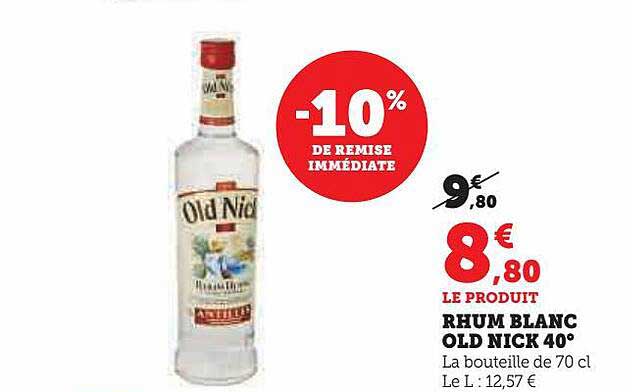 rhum blanc old nick 40°