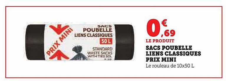 sacs poubelle liens classiques prix mini