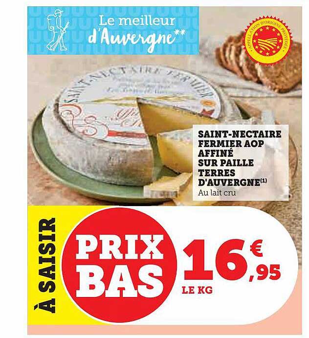 saint-nectaire fermier aop affiné sur paille terres d'auvergne
